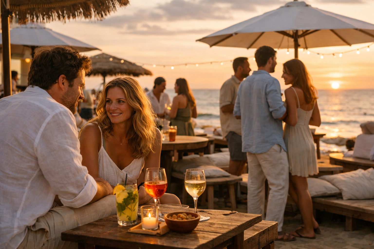 Beach club golden hour