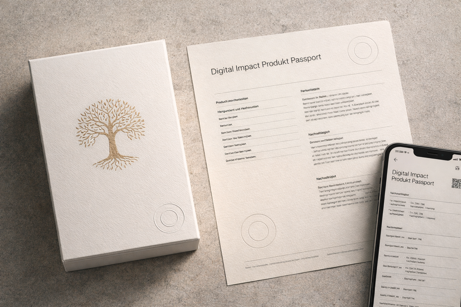 Passport record flatlay with product