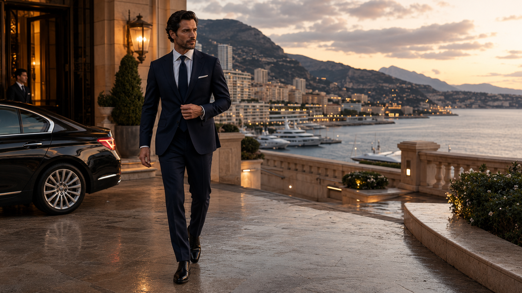 Arrival in Monaco wearing The Regent