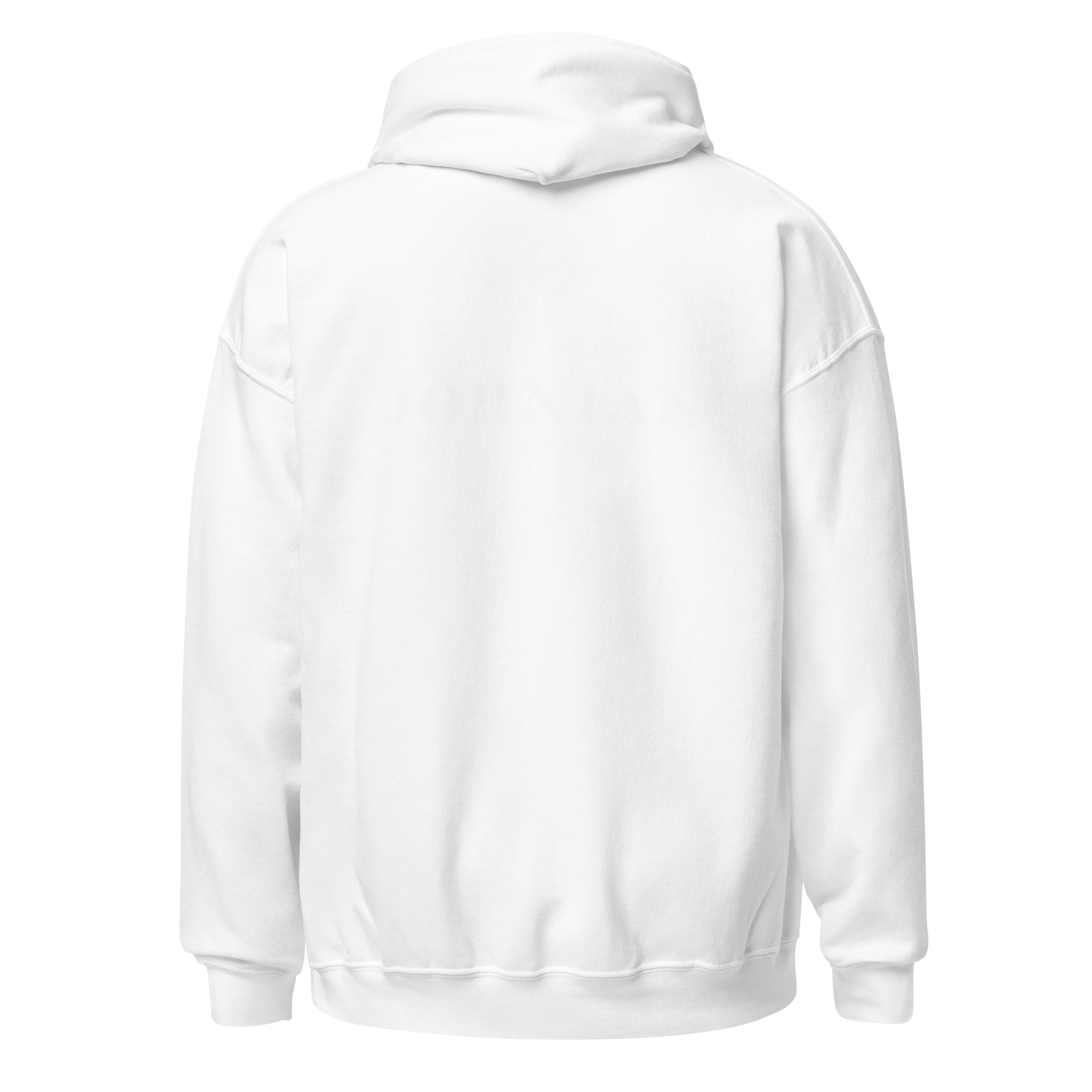 JOHN IAN Unisex Hoodie — White, Small Logo - Image 2